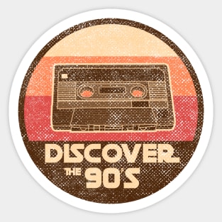 DISCOVER THE 90'S retro vintage cassette tape mashup Sticker